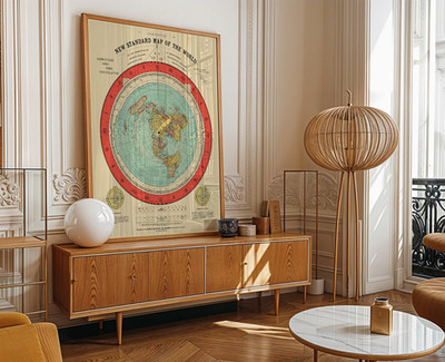 Gleason's New Standard Map of the World Art Poster Flat Earth Map Wall Decor