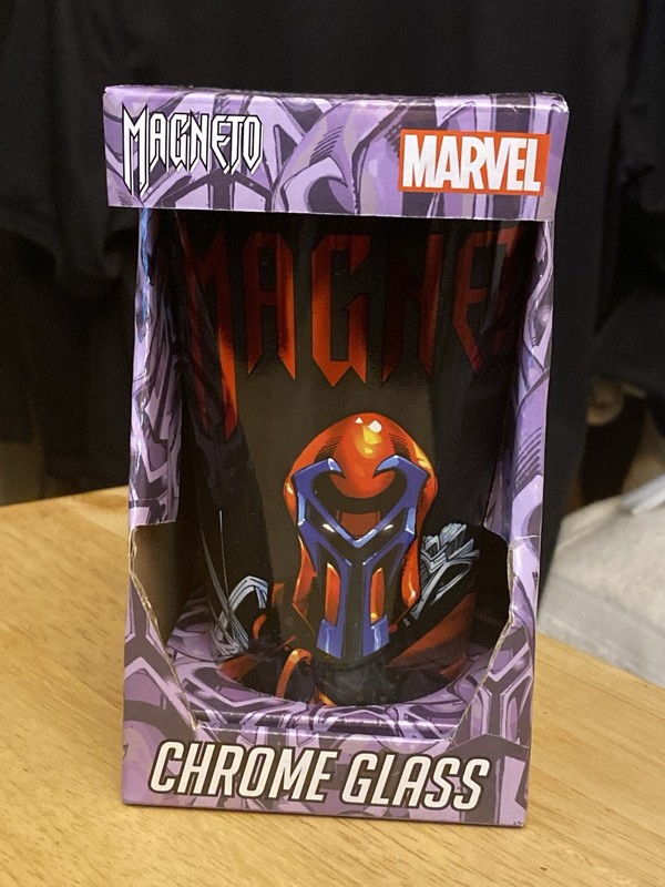 Marvel X-Men Magneto Chrome Drinking Glass NEW