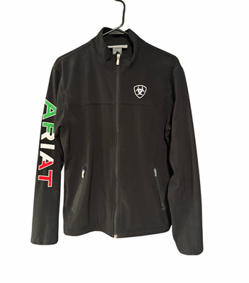 Ariat Men s Black Full Zip Fleece Jacket Pockets Stand-Up Collar S Mexico