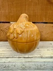 Longaberger Basket Pottery Milk Glass Pumpkin Halloween Candy Dish Vtg Swirl