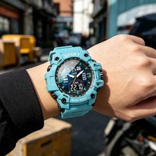 Men Military Sports Watch Waterproof Dual Display Digital Quartz Alarm LED Watch