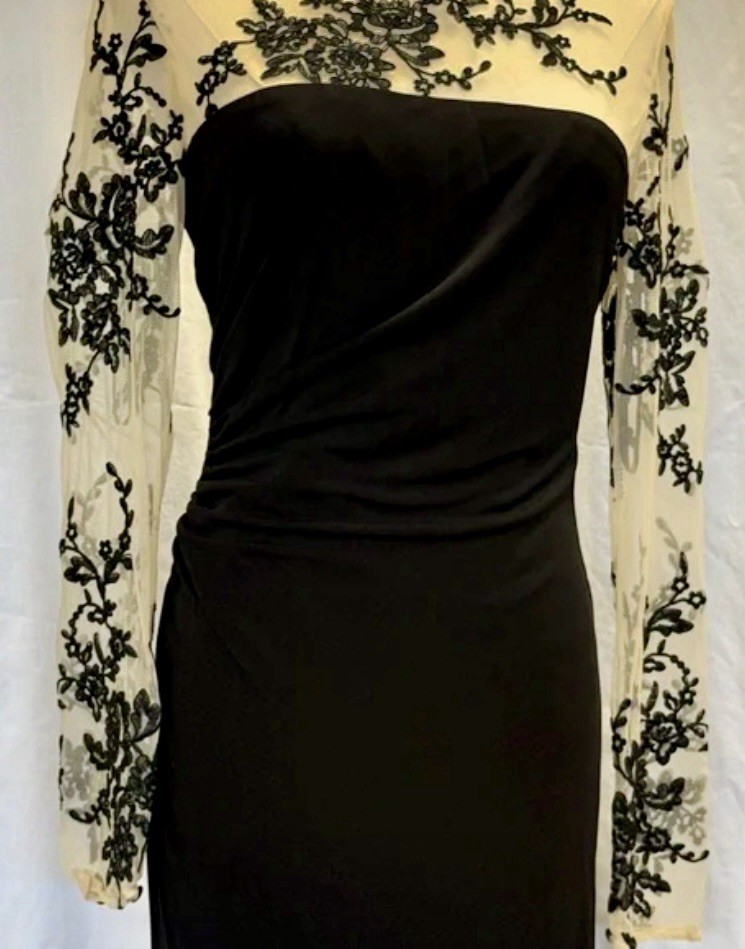 David Meister black embroidered cocktail dress From NM SIZE 12