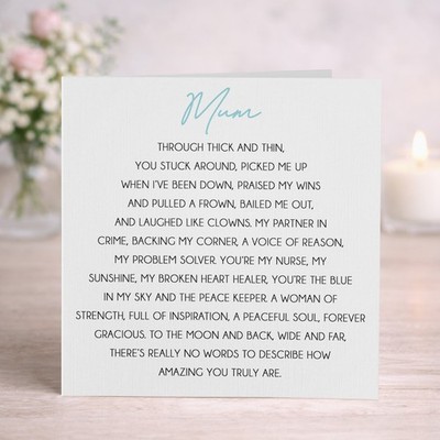 Personalisierte Muttertagskarte Gedicht für Mama, Oma, Nan, Stiefmutter