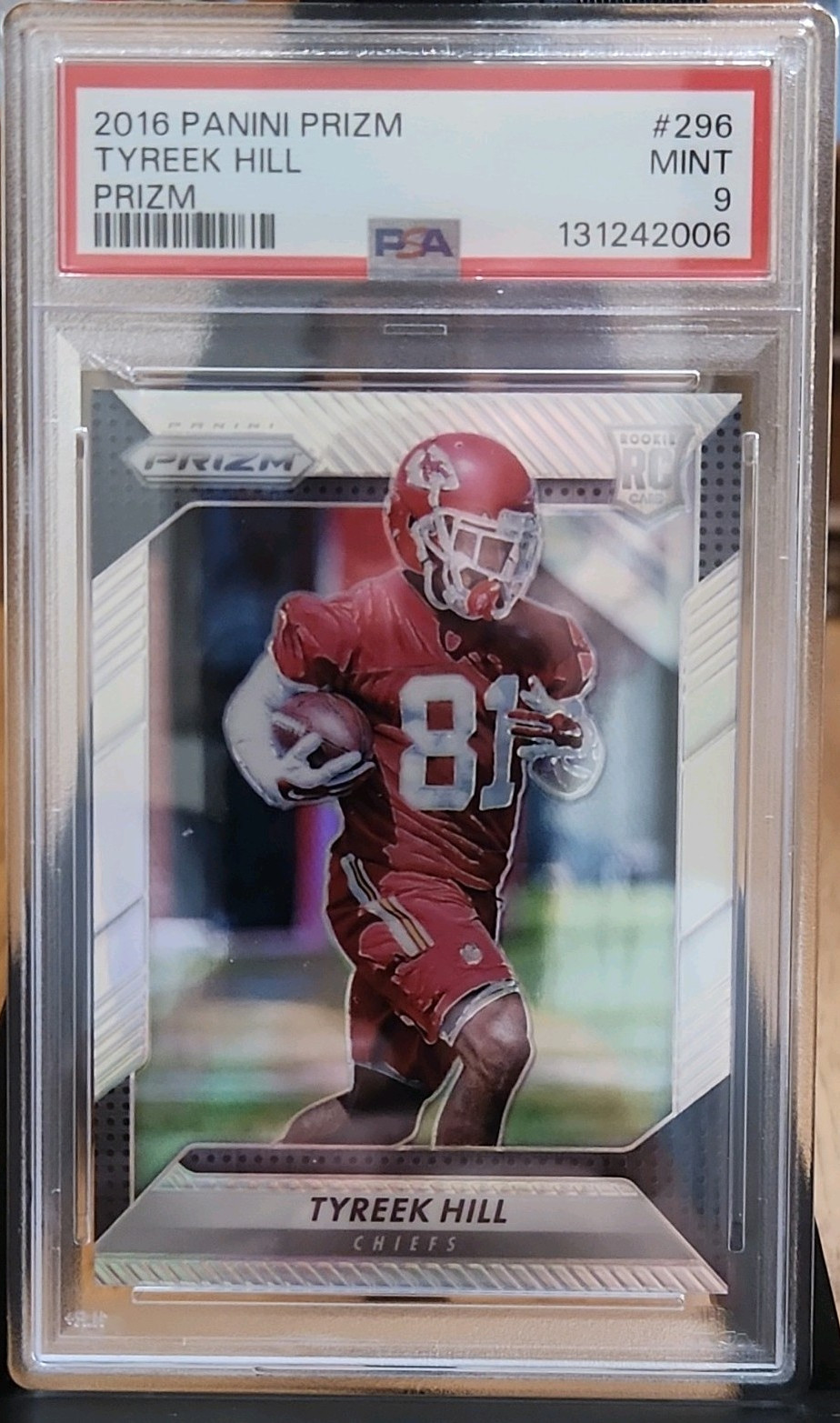 Panini 2016 Prizm Tyreek Hill #296 Silver Prizm Chiefs Rookie PSA 9