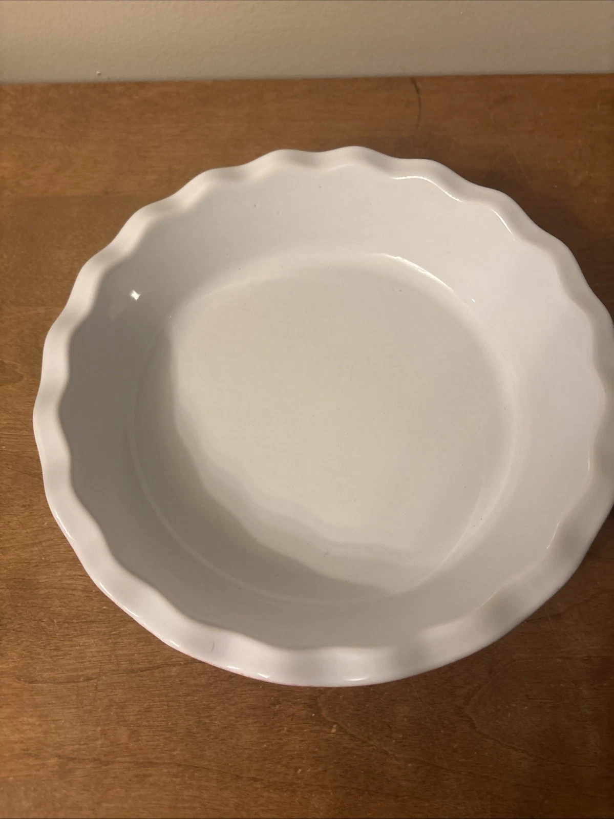 Emile Henry Pottery Pie Dish/Plate 9" White/orang-Quiche Tart-Ruffled Edge-61.31