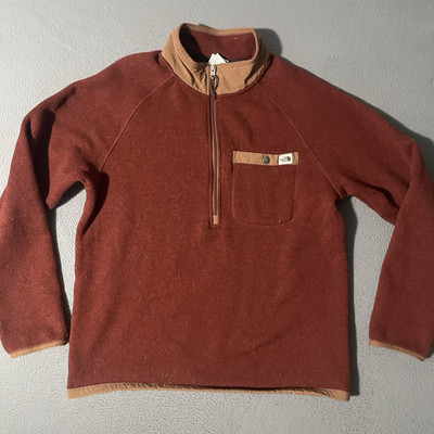 Mens The North Face Gordon Lyons 1/4 Zip Pullover Fleece Sweater Jacket Red Lg