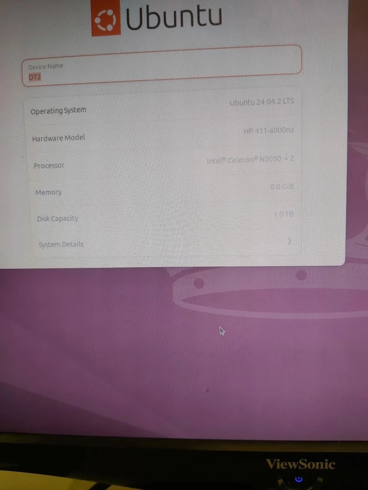 HP Slimline 411-a000na Desktop PC Computer 1tb 1.60GHz, 8GB, Linux Ubuntu 24.4 - Image 2 of 4