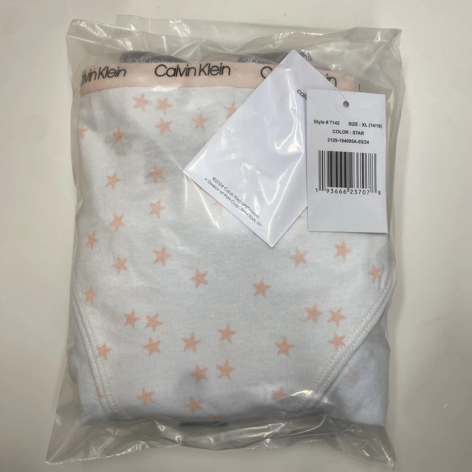 Calvin Klein Girls Cotton 7 Pack Stars Bikini Panties Underwear Size XL (14/16) - Image 3 of 4