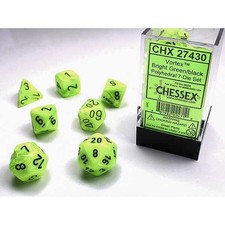Polyhedral Dice: Vortex - Bright Green with Black 7 