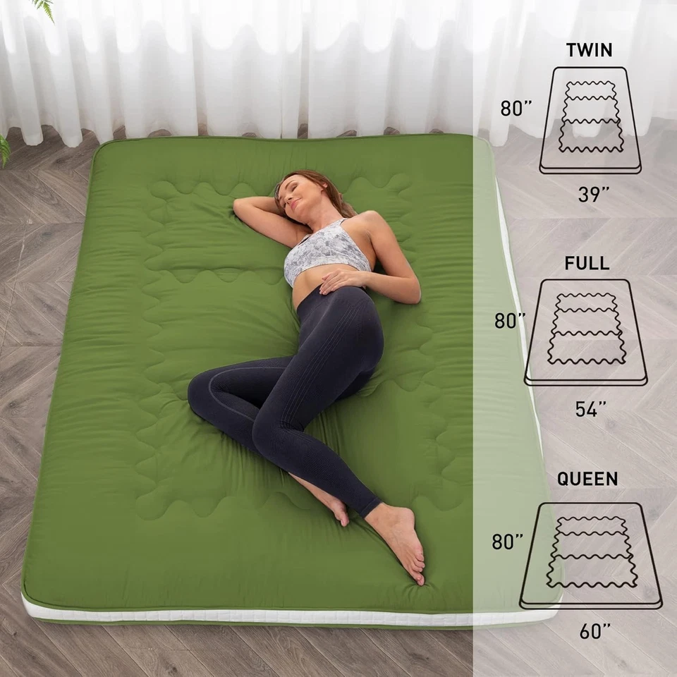 Colchón futón de piso japonés - Topper de cama de viaje portátil Foto 4 de 4