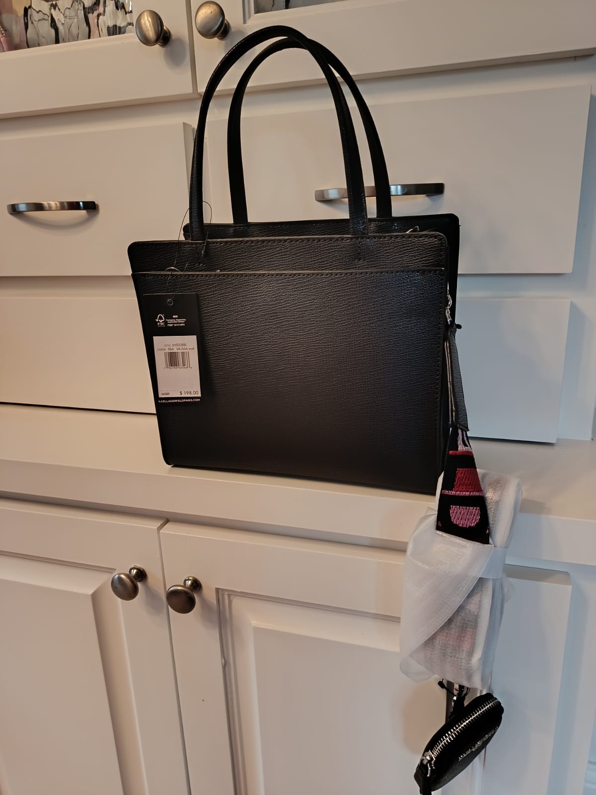 BNWT KARL LAGERFELD PARIS RECTANGULAR LEATHER TOTE BAG BLACK RRP: £189 image 8