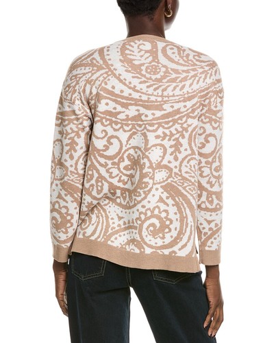Jones New York Paisley High-Low Wool-Blend Sweater Women's Beige Xs - Picture 2 of 3