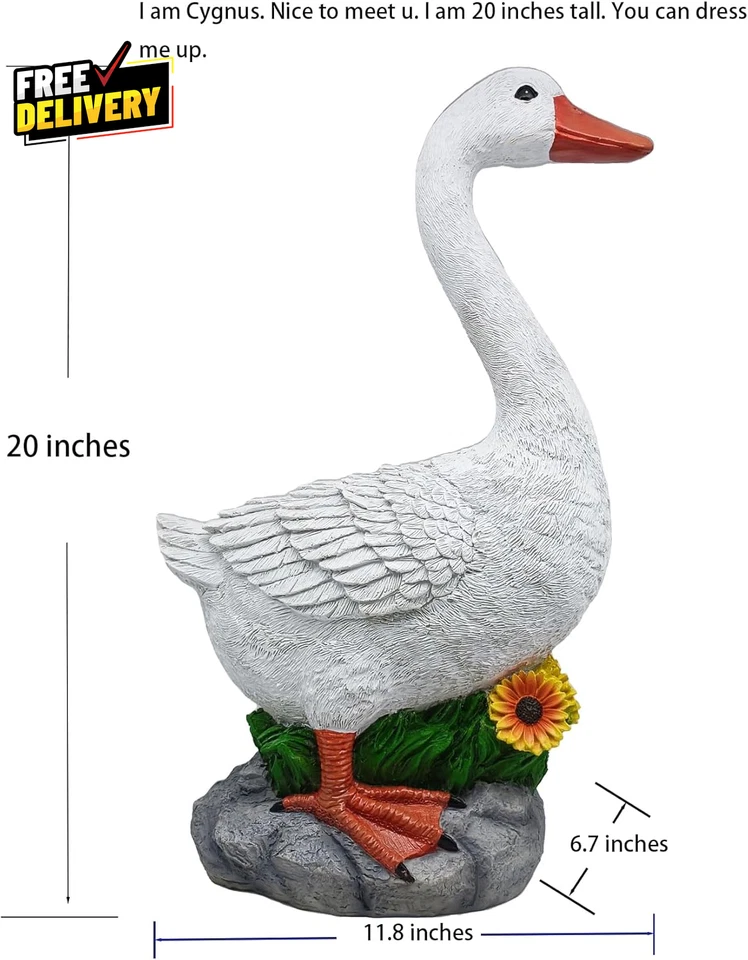 Alegre Porche Ganso Estatua Cygnus Gran Resina Jardín Césped Patio Decoración Escultura... Foto 2 de 4