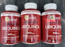 Ubiquinol CoQ10 100mg Softgels, Qunol Mega 120 X 3 360 Exp 2028