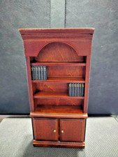 Bookcase w/ Books - Mahogany 1:12 Scale Dollhouse Miniature - FAST US SHIPPER