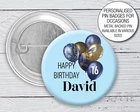 Personalised Birthday Boy Pin Badge custom pin badge 10th 13th 16th 18th 1214