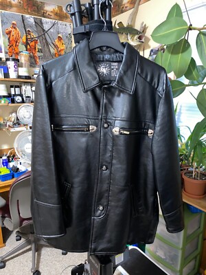 GV-Hand Made in Italy-Men s Faux Leather Jacket, Black, 5-Pockets, Slightly used
