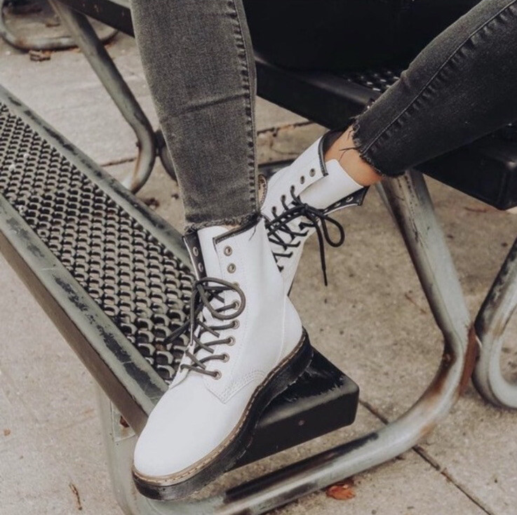 Martens Zavala White Leather Combat Boot Size 11