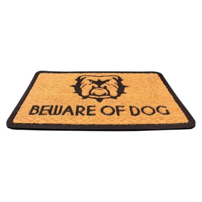 Livevie Beware of Dogs Doormat Coir & Rubber Entry Mat, Indoor Outdoor