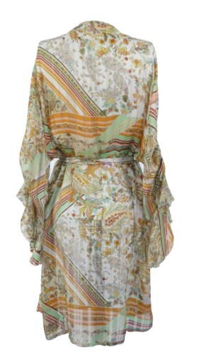 Just M Paris Beach Cover Dress Kaftan Paisley Print Sheer Kimono Style M - Picture 4 of 18