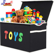 Collapsible Sturdy Toy storage Bin with lid Extra Large for Kids Room BLACK NEW