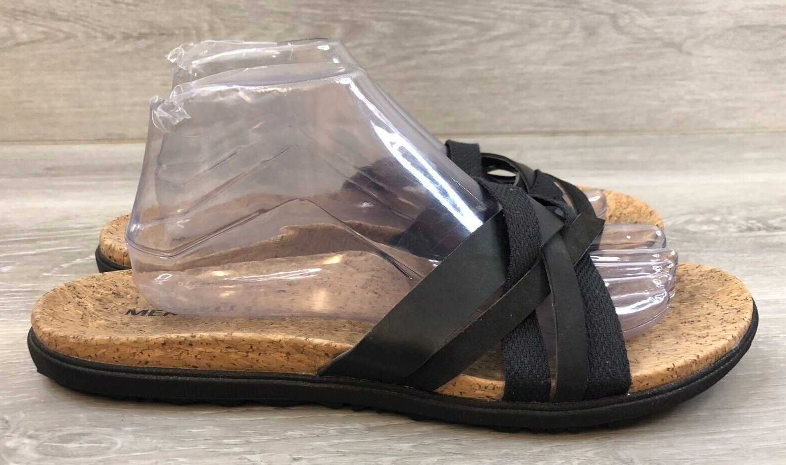 Merrell Around Town sandalo donna 11 nero pelle punta aperta scarpe slide