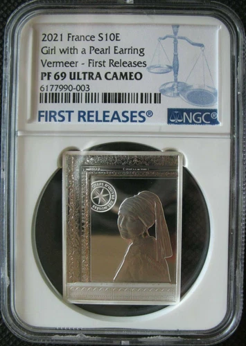 France 10 Euro 2021 Silver Proof Coin Girl with a Pearl Earring NGC PF69 FR