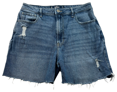 Hollister Shorts Womens Size 11R Blue Denim Stretch Distressed Raw