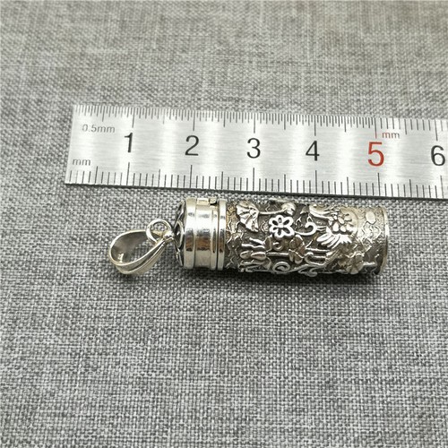 925 Sterling Silber Lotus Zylinder Medaillon Anhänger Gebetsbox für Halskette - Bild 2 von 11