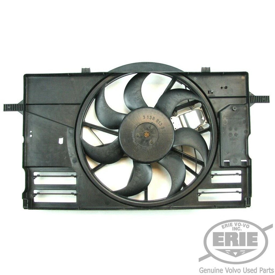 Conjunto de ventilador de refrigeración del radiador del motor Volvo OEM con cubierta para S40 V50 C30 C70 Foto 2 de 2