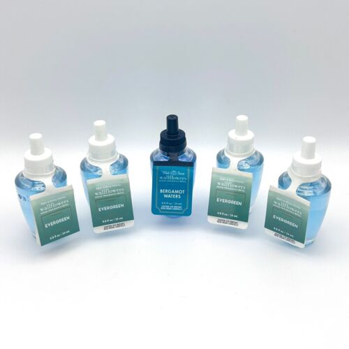 Bath & Body Works Wallflowers Home Refills Evergreen & Bergamot Waters Lot of 5