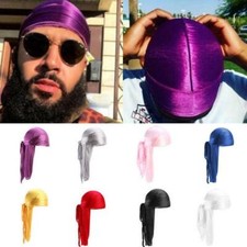 Unisex Men Women Bandana Durag Headwear Soft Silk Pirate Wrap Hat Cap B1X0 PLM