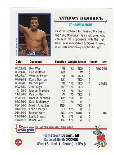 1991 Kayo Boxing complete your set you Pick 1 - 250 - Picture 435 of 467