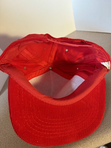 VINTAGE BOB EVANS CORDUROY RED ADJUSTABLE SNAPBACK HAT NEW 2D - Picture 6 of 6