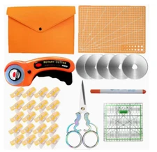 Sewing Quilt Tool Kit 45Mm Rotary Cutter A4 Blade Mat Ruler Storage Bag Scissors