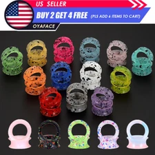 2PCS ULTRA THIN EAR TUNNELS PLUGS Soft Silicone Ear Gauges Black Spots Ear Skin