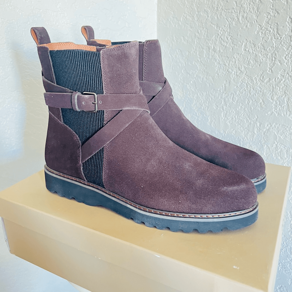 SAOLA Stivaletto DONALD PLINER CAPTAIN suola con fibbia camoscio marrone scuro taglia 12 nuovo con etichette