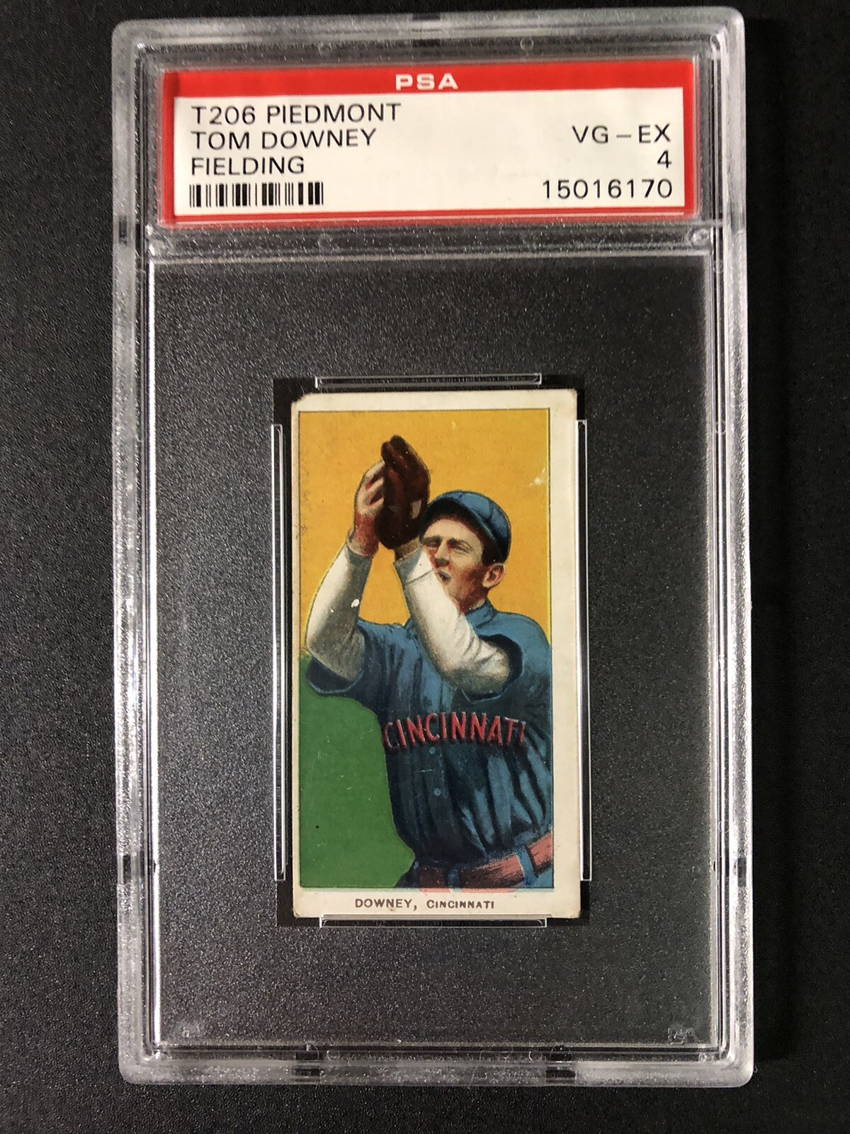 T206 Tom Downey fielding PSA 4; Piedmont