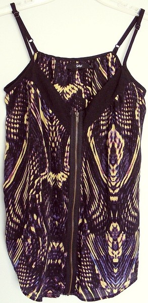 SPORTSGIRL pure Silk TOP  Cami Tank Zip front adjustable straps ~ Women sz 10