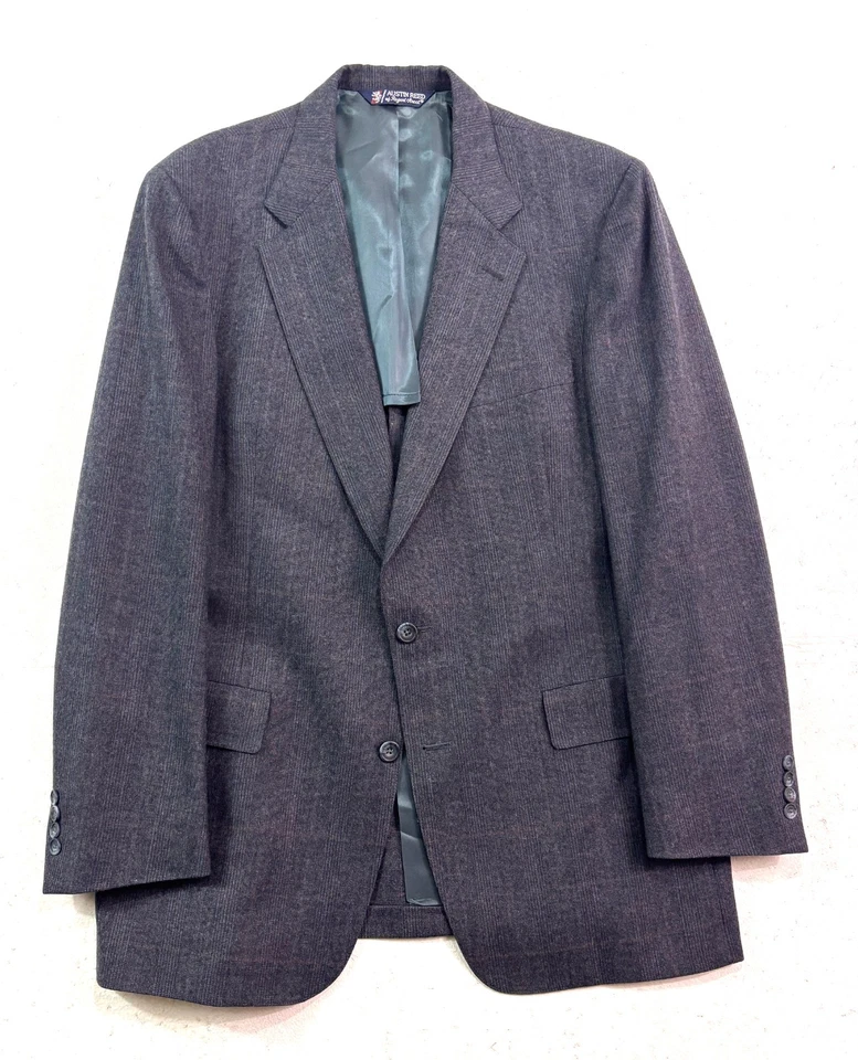 De colección Años 90 Austin Reed 42L 35x33 2 piezas Pantalón Traje Carbón Glen Cuadros EE. UU. Franela Lana Foto 2 de 4