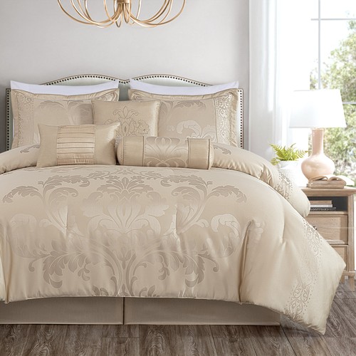 Chezmoi Collection Royale 7-Piece Bedding Set Jacquard Floral Comforter Set - Picture 14 of 23