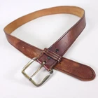 Top Grain Leather Belt 36 Removable Buckle Brown USA Made Distressed Vtg