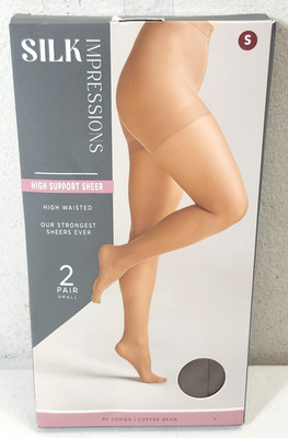 Silk Impressions Pantyhose 2 Pack Small Coffee Bean 40 Denier High Support Sheer