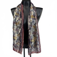 Elegant Floral Sheer Scarf with Metallic Accents