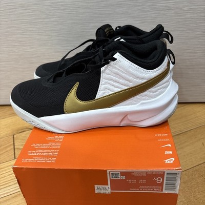 Youth Kids Size 6Y Nike Team Hustle D 10  (GS) Black Gold Sneaker CW6735-002