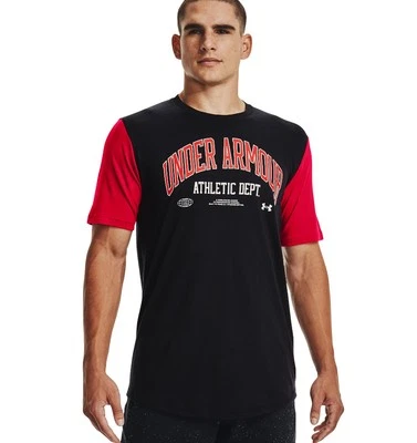 Under Armour UA Athletic Department Colorblock T-Shirt Black-Red Fitness Sport  - Bild 1 von 2