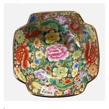 Stunning Japanese Satsuma Thousand Flower Gold Bow Lotus Peony Rose Bowl 