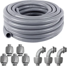 1Inch 25Ft Electrical Conduit Kit,Liquid-Tight Conduit and Connector Kit with 5