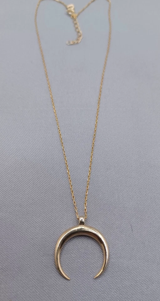 Gold Vermeil Crescent Horn Pendant Necklace Sterling Silver Crescent Moon/Horn - Image 3 of 4