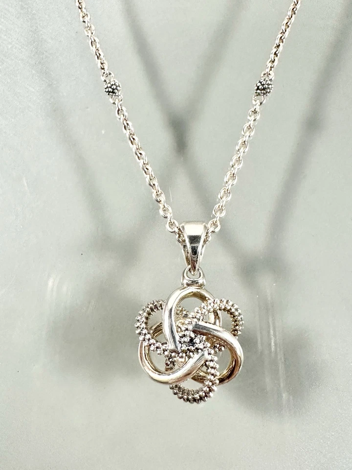 Collar colgante LAGOS 925 plata esterlina caviar nudo amor 18 pulgadas nuevo con etiqueta Foto 2 de 4